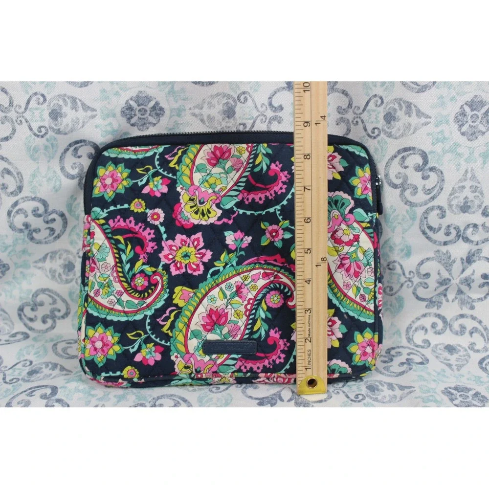 Vera Bradley Quilted Paisley Floral Tablet Laptop‎ Sleeve Navy Blue Case 10.5in